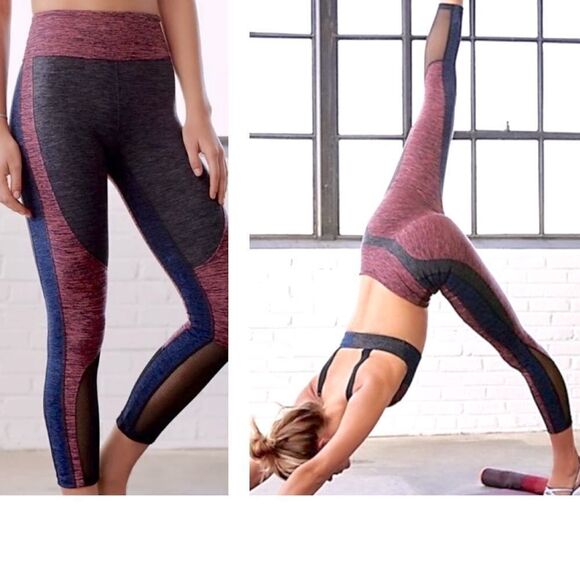 Free People Movement Leggings Dylan Color Blocked Cropped Mesh High Rise Medium - Picture 1 of 14